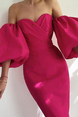 Elegant Print Draw String Backless Strapless Pencil Skirt Dresses Ins Street