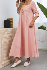 Casual Simplicity Solid Square Collar A Line Dresses Florcoo