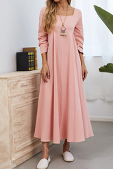 Casual Simplicity Solid Square Collar A Line Dresses Florcoo