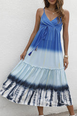 Gradual Change Split Joint V Neck Princess Dresses Ins Street