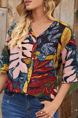 Print Split Joint V Neck Tops Ins Street