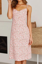 Print Slit V Neck A Line Dresses Ins Street