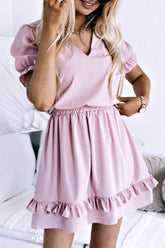 Elegant Solid Split Joint V Neck Waist Skirt Dresses Ins Street