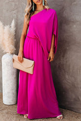 Solid Split Joint One Shoulder A Line Dresses Ins Street