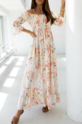 Print Split Joint Off the Shoulder A Line Dresses Ins Street