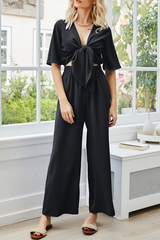 Solid Split Joint Strap Design V Neck Jumpsuits Ins Street