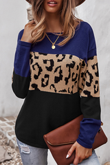 Casual Leopard Split Joint Contrast O Neck Tops£¨4 colors£© Florcoo