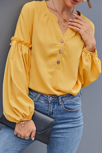 Solid Buckle Stringy Selvedge V Neck Tops Ins Street