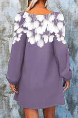 Casual Floral Split Joint Contrast V Neck A Line Dresses Florcoo