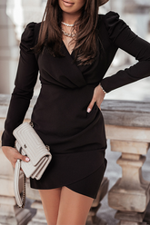 Elegant Solid Split Joint Fold V Neck Pencil Skirt Dresses Ins Street