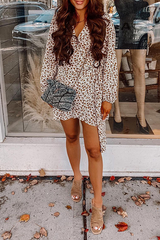 Casual Floral Split Joint Frenulum V Neck A Line Dresses Ins Street