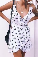 Elegant The stars Split Joint Flounce V Neck A Line Dresses Ins Street