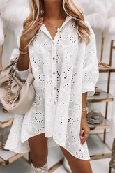 Solid Split Joint Turndown Collar Shirt Dresses Ins Street