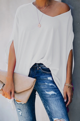 Solid Split Joint One Shoulder T-Shirts(6 colors) Ins Street