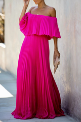 Solid Split Joint Off the Shoulder Cake Skirt Dresses(5 colors) Ins Street