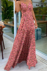 Print Split Joint Spaghetti Strap Printed Dress Dresses Ins Street