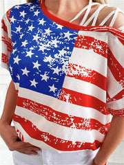 Strapless American Flag Cutout T-shirt 2023-03-14 InsStreet