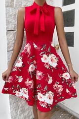 Print Bandage O Neck Cake Skirt Dresses(4 colors) Ins Street