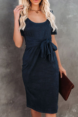 Solid Bandage U Neck Pencil Skirt Dresses(5 colors) Ins Street