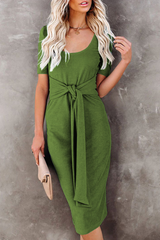 Solid Bandage U Neck Pencil Skirt Dresses(5 colors) Ins Street