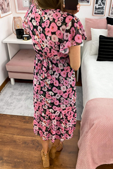 Print Flounce V Neck Cake Skirt Dresses Ins Street