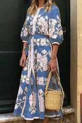 Print Split Joint O Neck Waist Skirt Dresses(4 colors) Ins Street