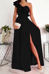 Solid Flounce One Shoulder Cake Skirt Dresses(6 colors) Ins Street