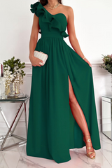 Solid Flounce One Shoulder Cake Skirt Dresses(6 colors) Ins Street