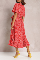 Print Flounce V Neck Straight Dresses(3 colors) Ins Street