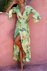 Print Split Joint V Neck Printed Dresses£¨3 colors£© Ins Street