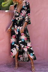 Print Split Joint V Neck Printed Dresses£¨3 colors£© Ins Street