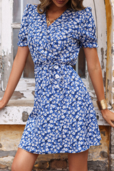 Solid Patchwork V Neck Waist Skirt Dresses Ins Street