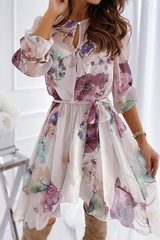 Print Split Joint V Neck Cake Skirt Dresses£¨3 colors£© Ins Street