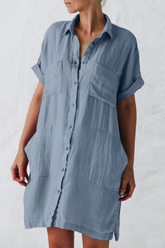 Solid Split Joint Turndown Collar Shirt Dresses(4 colors) Ins Street