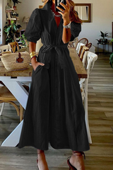 Solid Patchwork Turndown Collar Shirt Dresses Ins Street