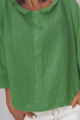 Solid Split Joint O Neck Tops(5 colors) Ins Street