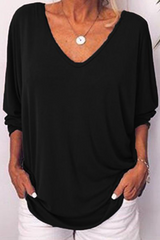 Solid Buckle V Neck T-Shirts(5 colors) Ins Street