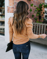 Adamant Puff Sleeve Turtleneck Sweater - Camel ON T-001