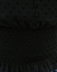 Nostalgia Smocked Swiss Dot Top - Black Ins Street