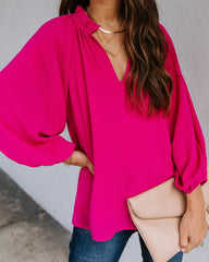 Seen It All Balloon Sleeve Blouse - Fuchsia Ins Street