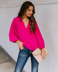 Seen It All Balloon Sleeve Blouse - Fuchsia Ins Street