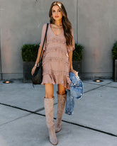 Let's Tango Pocketed Ruffle Dress - Light Mocha Ins Street