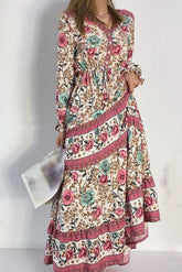 Print Floor-Length Long Sleeve Fall Women's Dress Ins street