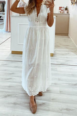 Floor-Length Short Sleeve Hollow Pullover Women's Dress Ins street