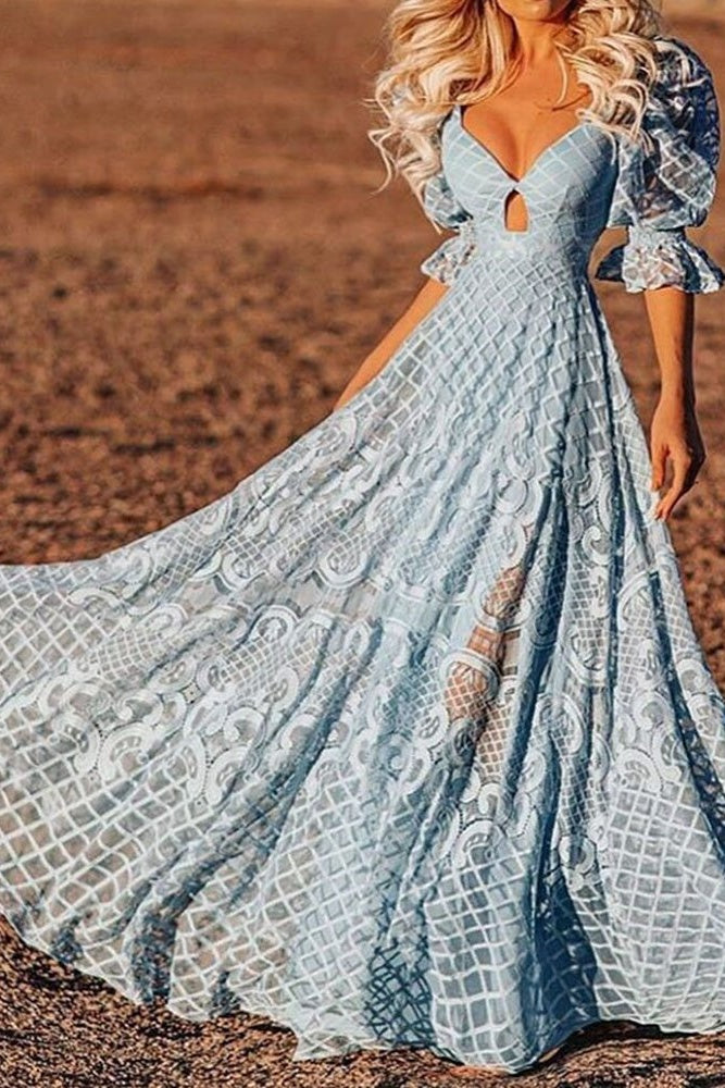 Floor-Length Three-Quarter Sleeve Plain Women's Dress Ins street