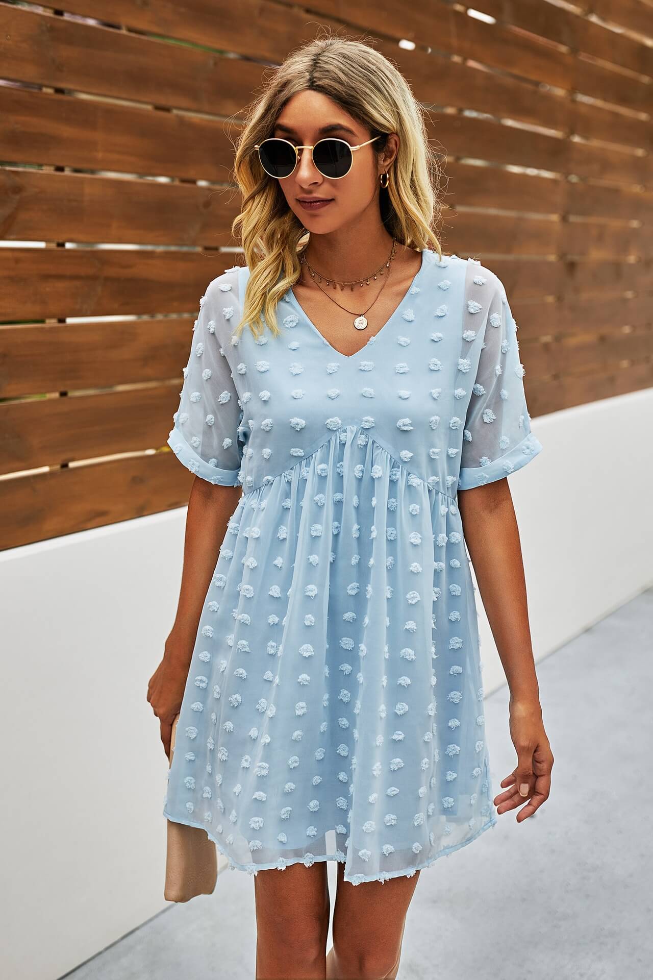 Swiss Dot Short Sleeve Chiffon Dress Ins street