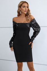 Henrietta Sequin Long Sleeve Bandage Dress Ins Street