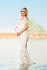Lace Fishtail Maternity Maxi Dress Ins street