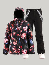 Rose Waterproof Colorful Snowboard Jacket Black Pants Sets Ski Suits Ins Street