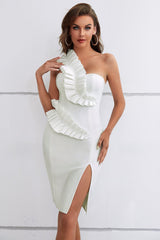Saly Ruffled One Shoulder Bandage Dress Ins Street